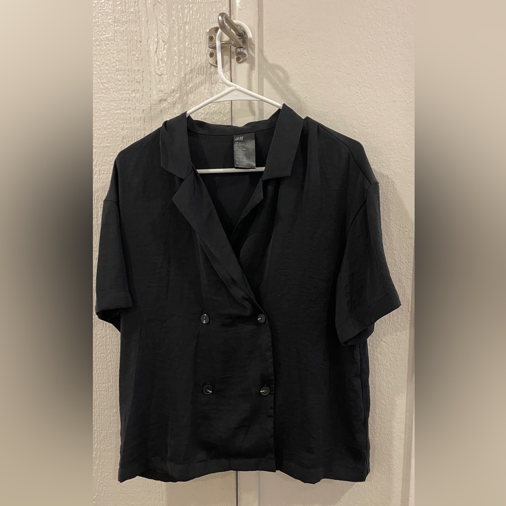 H&M satin shirt and short set